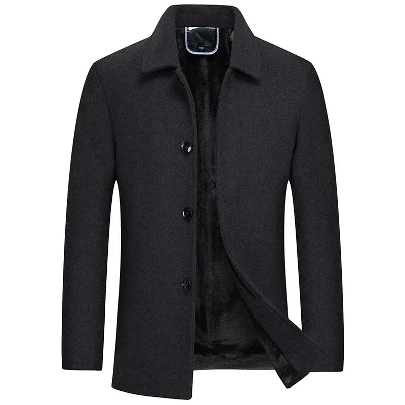 Winter Men Wool Blends Cashmere Trench Coats Man Fleece Warm Winter Coats High Quality Male Business Casual Wool Blends