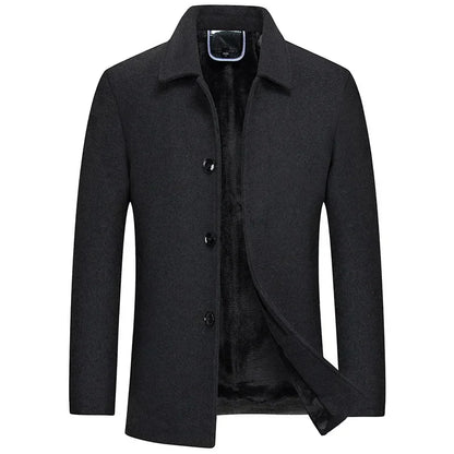 Winter Men Wool Blends Cashmere Trench Coats Man Fleece Warm Winter Coats High Quality Male Business Casual Wool Blends