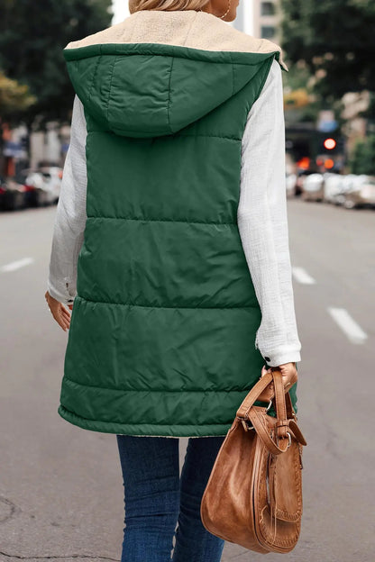 Winter Women's Vest Fleece Hooded Reversible Sleeveless Women's Jacket Faux Wool Vest Fashion Street Women's Clothing S-5XL