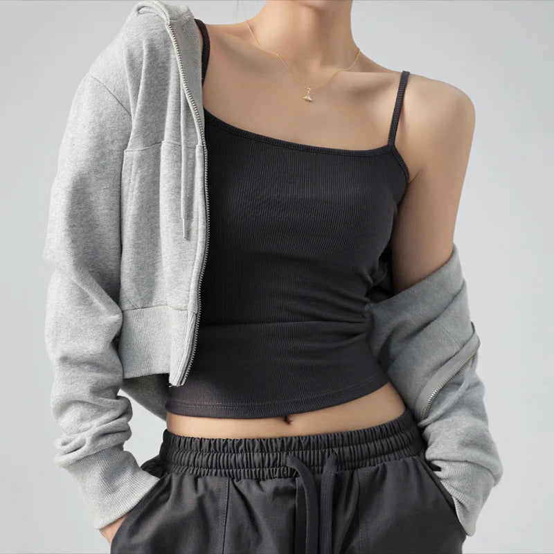 Women Backless Basic Cotton Crop Tops Sleeveless Slim Knit Tank Tops Underwear Camis Padded Elastic Solid Tube Top 2024 Summer