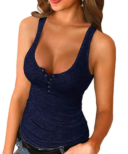 tank top women's summer 2024 newbutton sling with Europe and the United States big-breasted plus size women's  clothing