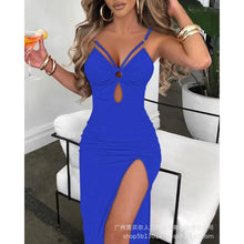 Summer Sexy Dress Women Sleeveless Spaghetti Strap Bodycon Dress Jacquard Fabric Sling Hollow Party Dresses