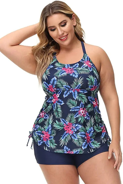 Swimwear Women 2024 New Printed 2 Piece Tankini Swimsuit Tummy Control High Waist Plus Size Women Clothing Sport Bathing Suit