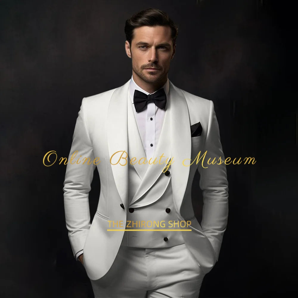 Elegant Purple Tuxedo Suit for Men 3 piece set Jacket Vest Pants Classic Attire for Wedding Dating Host Prom Ball Party