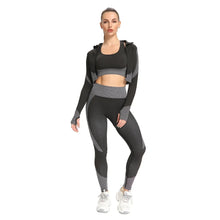 3pcs Set Fitness Suit Yoga Suit Women Sports Suit  Sweatshirt Push Up Tights Sports Bra Top Long Sleeve Women Sportswear