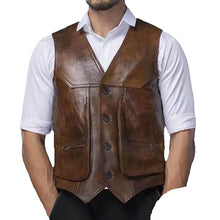 Large piece of Genuine Leather Men's Fit Real Cowhide Leather Waistcoat Vest sleeveless jacket