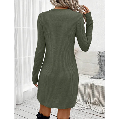 Women's Dresses All Season Basics Casual Plain Design Fold Long Sleeve Crew Neck Mini T-shirt Daily Dresses