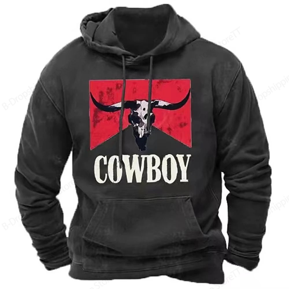 Men's Hoodie Vintage Cowboy 3d Print Hoodie Men Women Fashion Long Sleeve Hoodie Sweatshirt Autumn Winter Oversized Hoodies