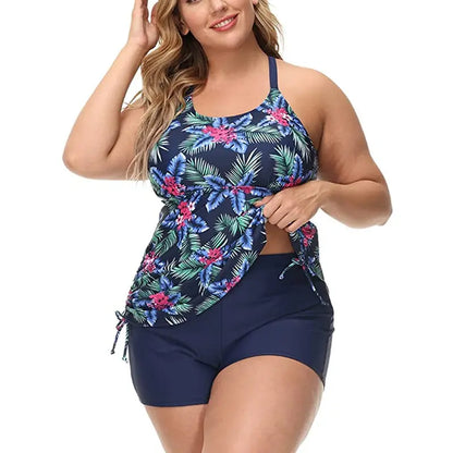 Swimwear Women 2024 New Printed 2 Piece Tankini Swimsuit Tummy Control High Waist Plus Size Women Clothing Sport Bathing Suit