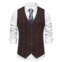 Men's Retro Herringbone V-neck Suit Vests Fashion Formal Slim Fit Business Waistcoat Wedding Tuxedo