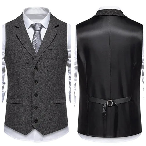 Plaid Striped Vest Men Business Wedding Party Tops Fashion European Style Formal Casual Clothing Homme  Size 3XL-S