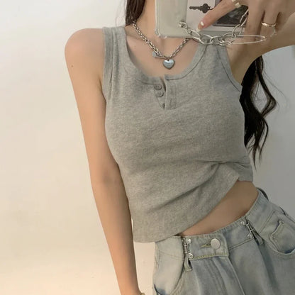 Summer Fashion Threaded O-Neck Women Tank Top Sleeveless Off Shoulder Bottom Shirts Camisole Vest Sexy Woman Clothes