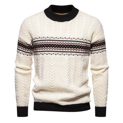 Men's Round Neck Pullover Print Casual Sweater