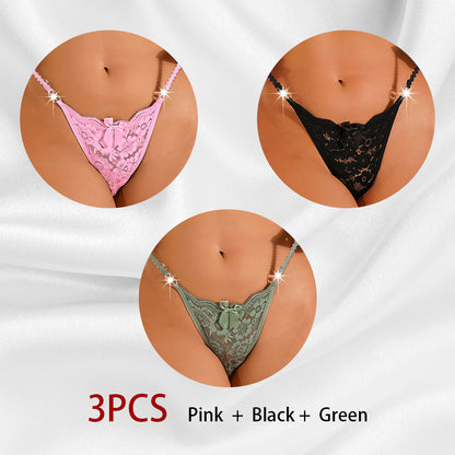 Women's Thong Lace Hollowed Out Mesh Gauze Panties Women's Traceless Panties