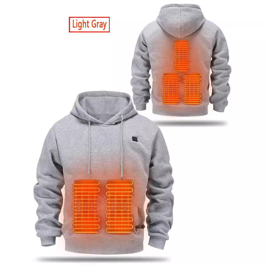 Men's USB Heating Brushed Hoody Warm