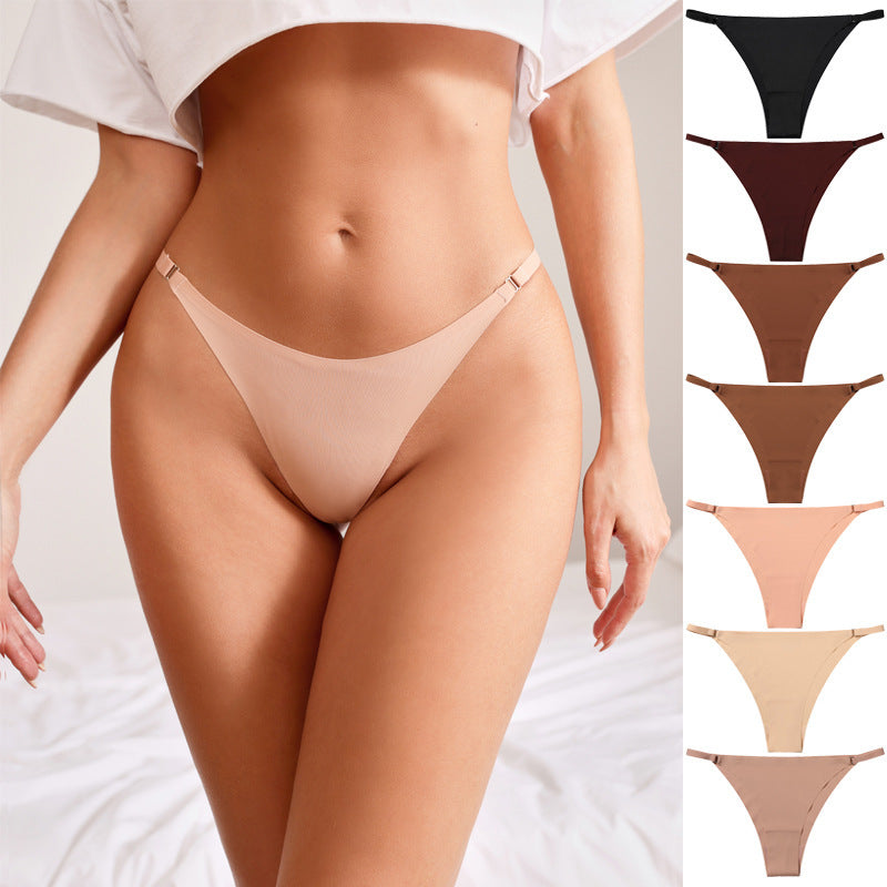 Seamless One-piece Low Waist Panties Women's Cotton Crotch Underwear