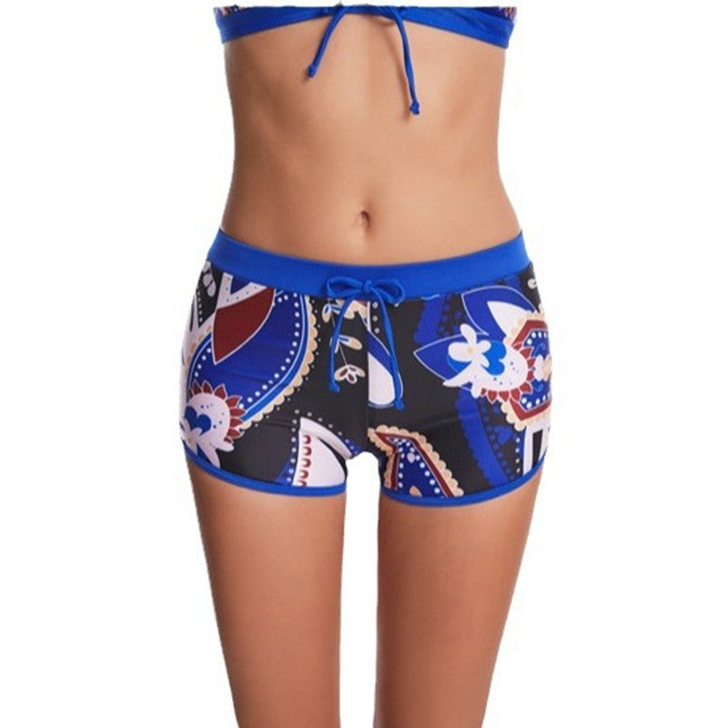 Flat-angle printed high-waist bikini