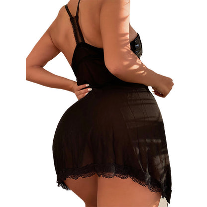 Black Lace Mesh Mini Skirt Erotic Lingerie