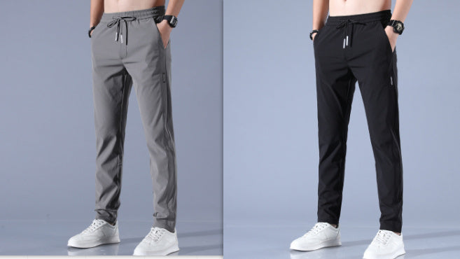 Ice Silk Pants Men'S Summer Thin Casual Pants Loose Straight Breathable