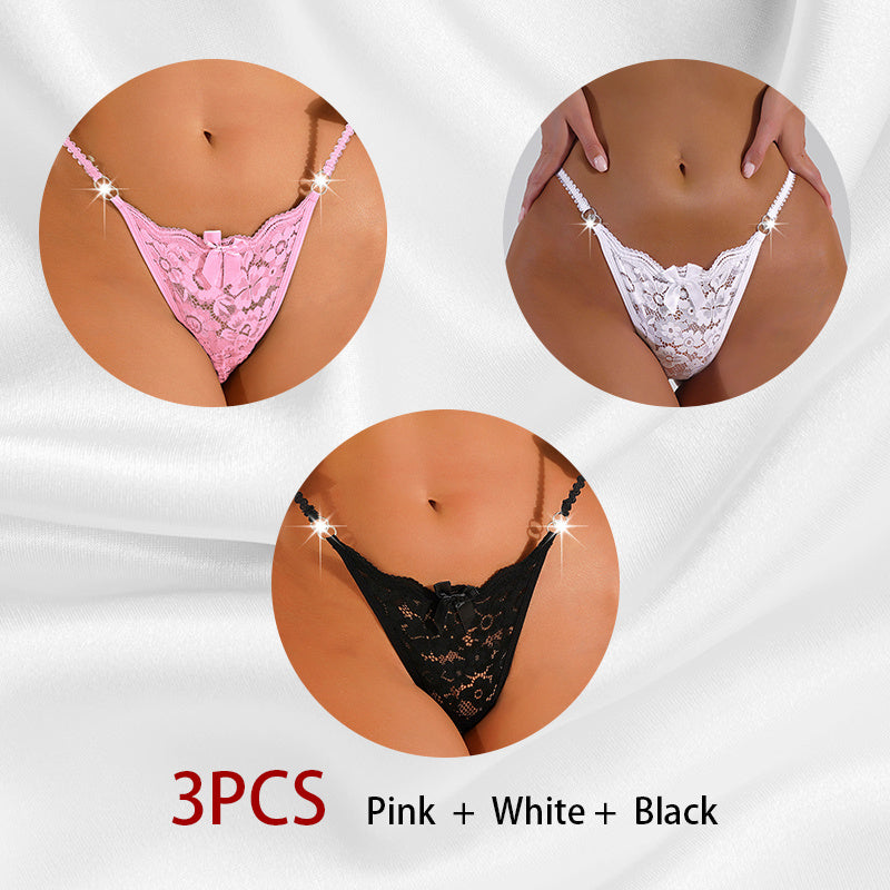 Women's Thong Lace Hollowed Out Mesh Gauze Panties Women's Traceless Panties